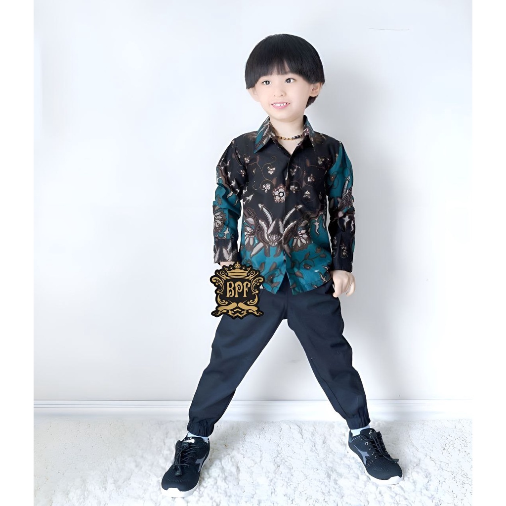 Kemeja Batik Anak Lengan Panjang Usia 1-12 Tahun Batik Puser Kemeja Batik Anak Laki Laki Terbaru