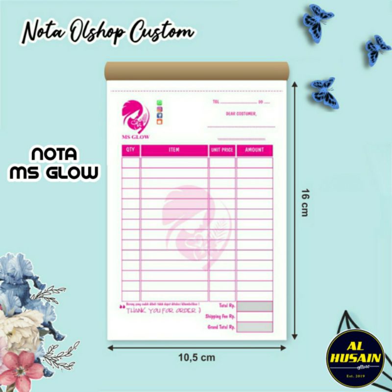 

NOTA OLSHOP MSGLOW/NOTA COSTUM OLSHOP/NOTA CANTIK [Best Seller] Beli Banyak Bisa Kurang
