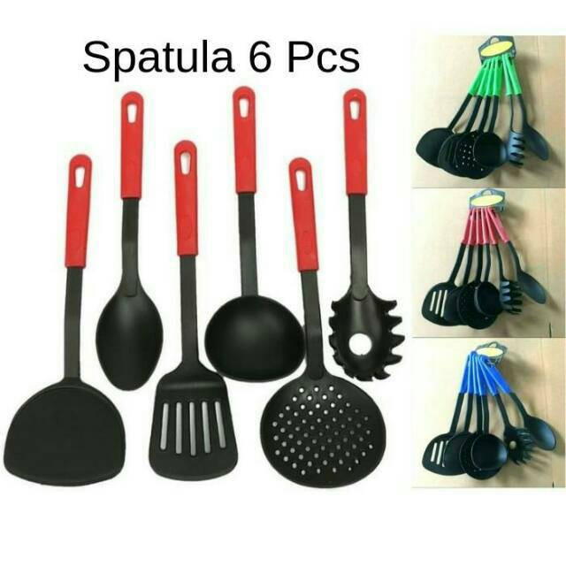 Sodet Dapur isi 6 pcs Spatula Sutil Kitchen Tools Alat Masak Warna 1set-1