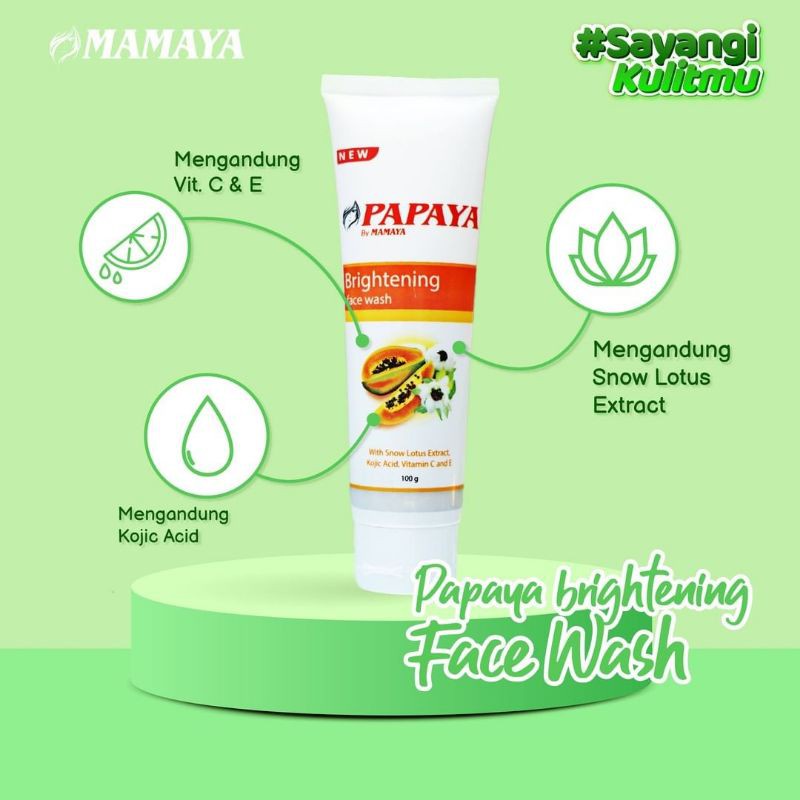 Sabun Papaya By Mamaya Brightening Face Wash 100 Gr - Sabun Pembersih Wajah