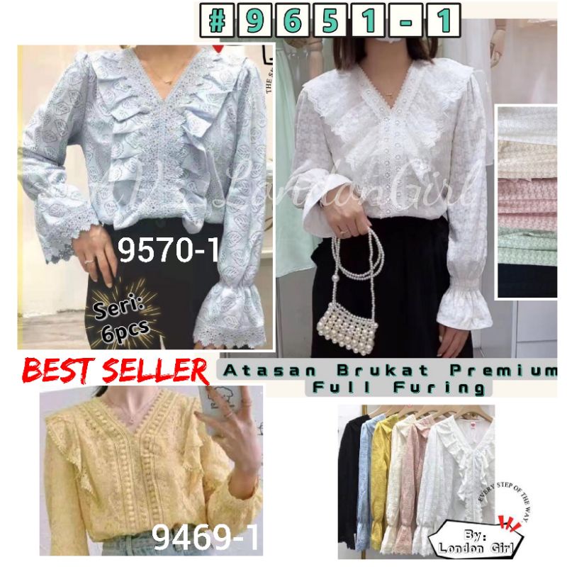 Atasan Brokat Brukat Full Furing Import Premium Panjang London Girl/ 9362 9369 9510 9570 9513 9651