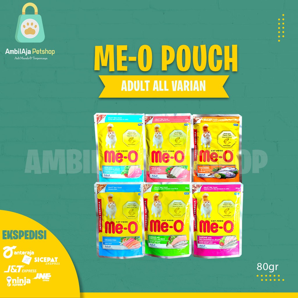 Makanan Kucing basah MEO pouch 80g Adult &amp; Kitten All Varian