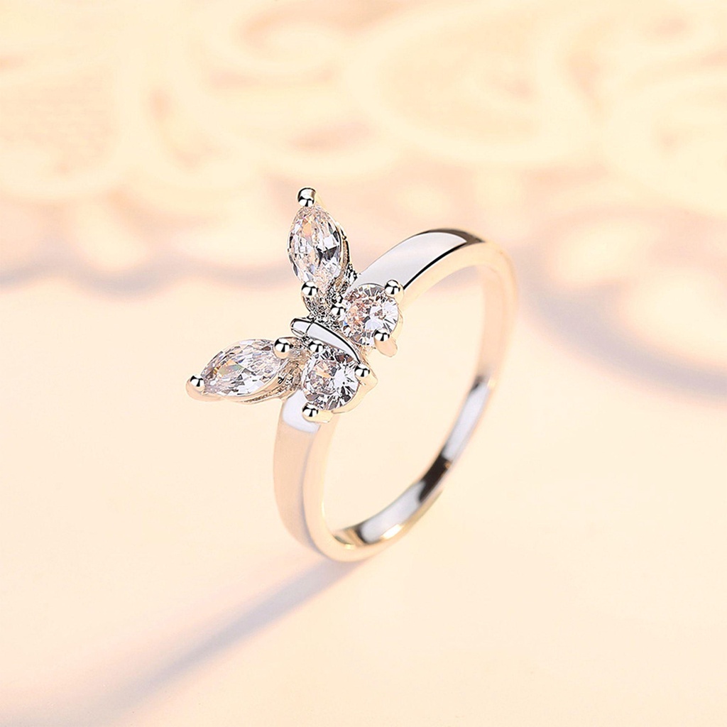 Nanas Kupu-Kupu Cincin Indah Cincin Busur-Simpul Perak Dainty Pernikahan Mood