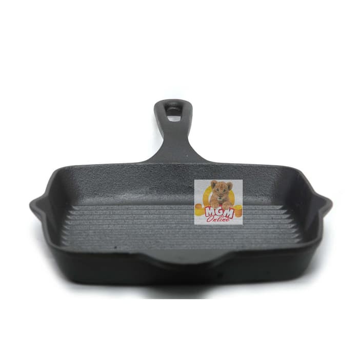 Iron Cast Grill Kotak 26cm Besi Cor SUPER TEBAL dgn corong minyak 2605