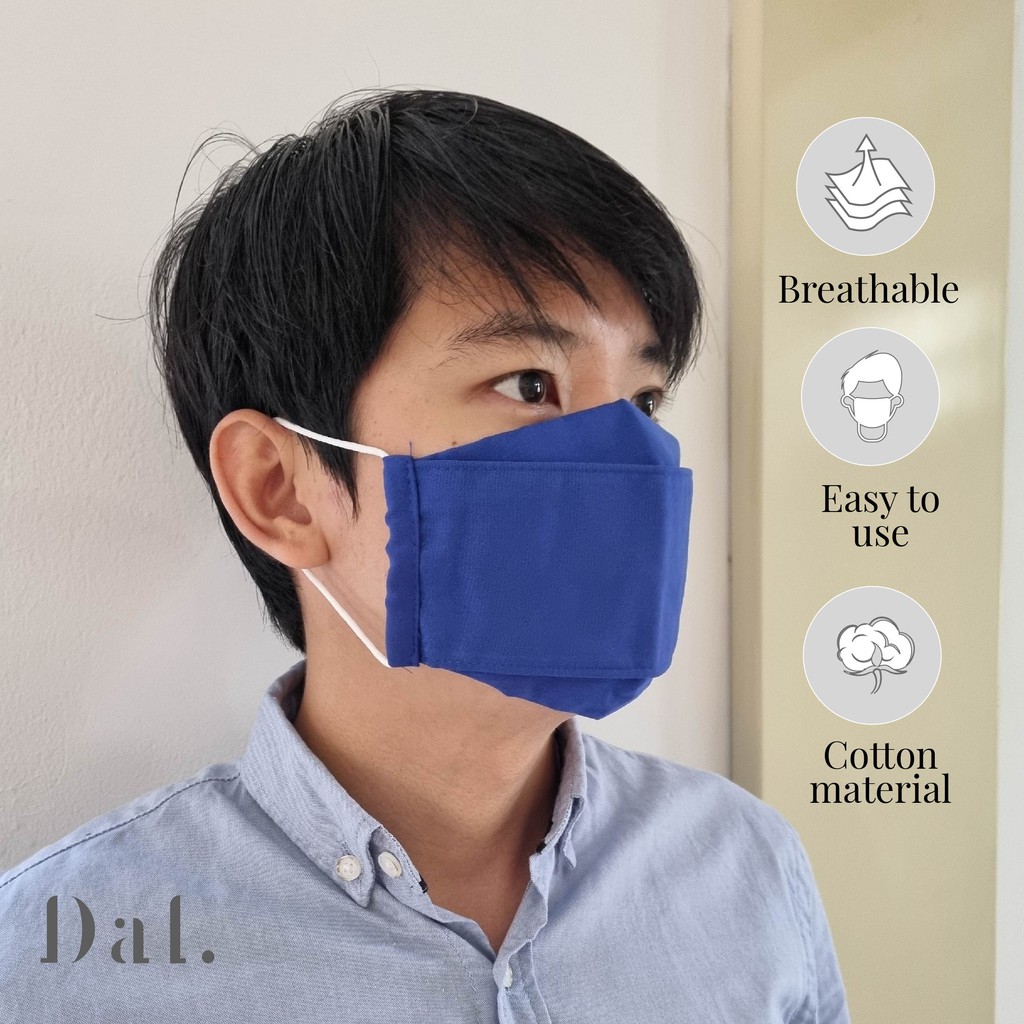 Masker non medis kain 3D EVO MASK 3 Lapis headloop tali string PREMIUM BIRU BCA ROYAL BLUE