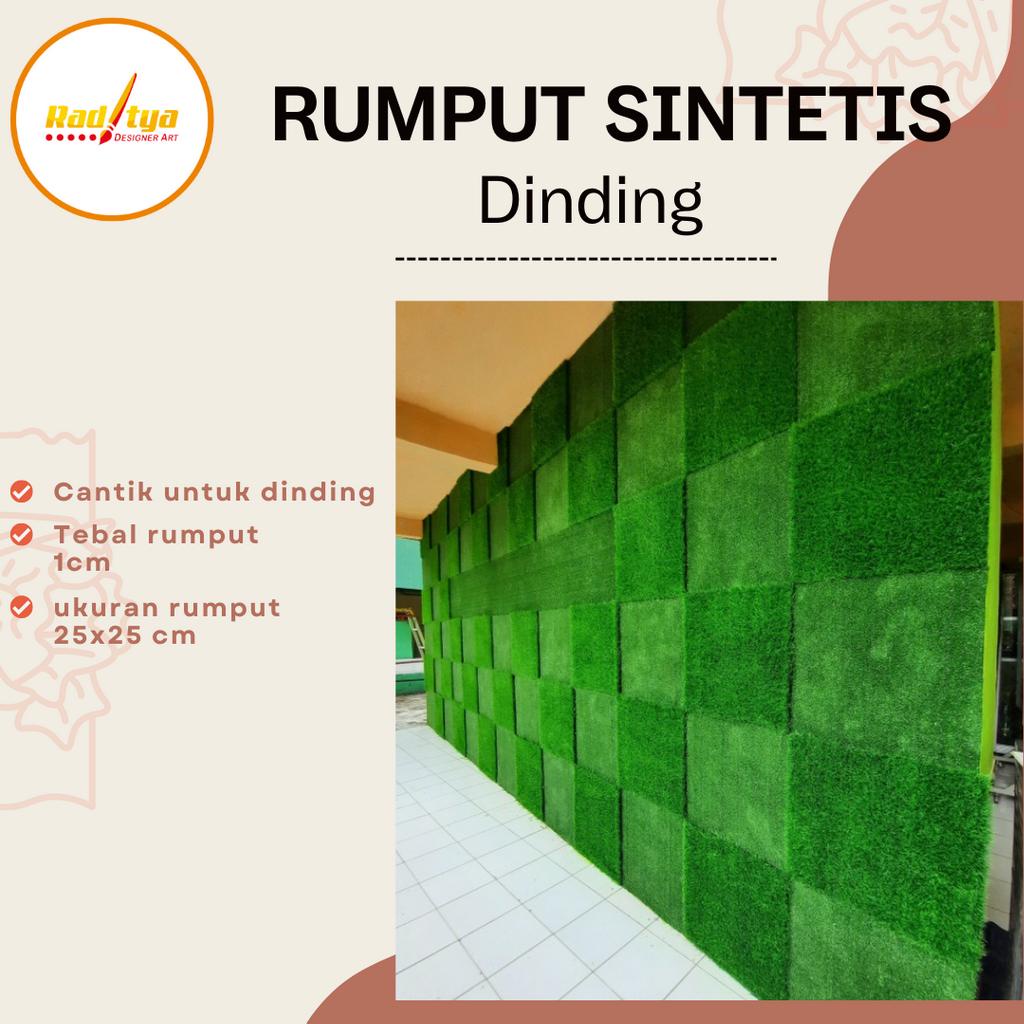 Rumput Sintetis 25x25 Untuk Dekorasi Dinding Murah Tebal 10mm