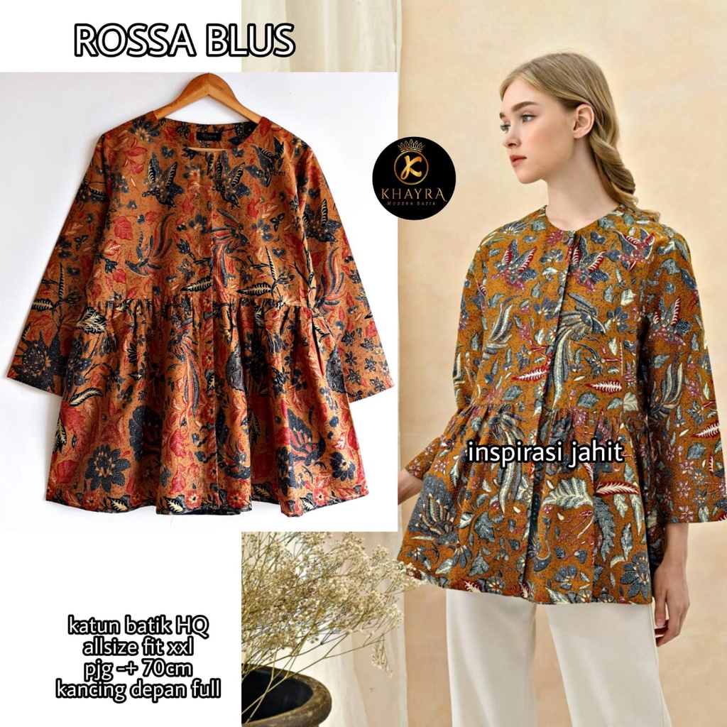 Blus amanda Rossa batik solo atasan kerja  cocok buat ke kantor