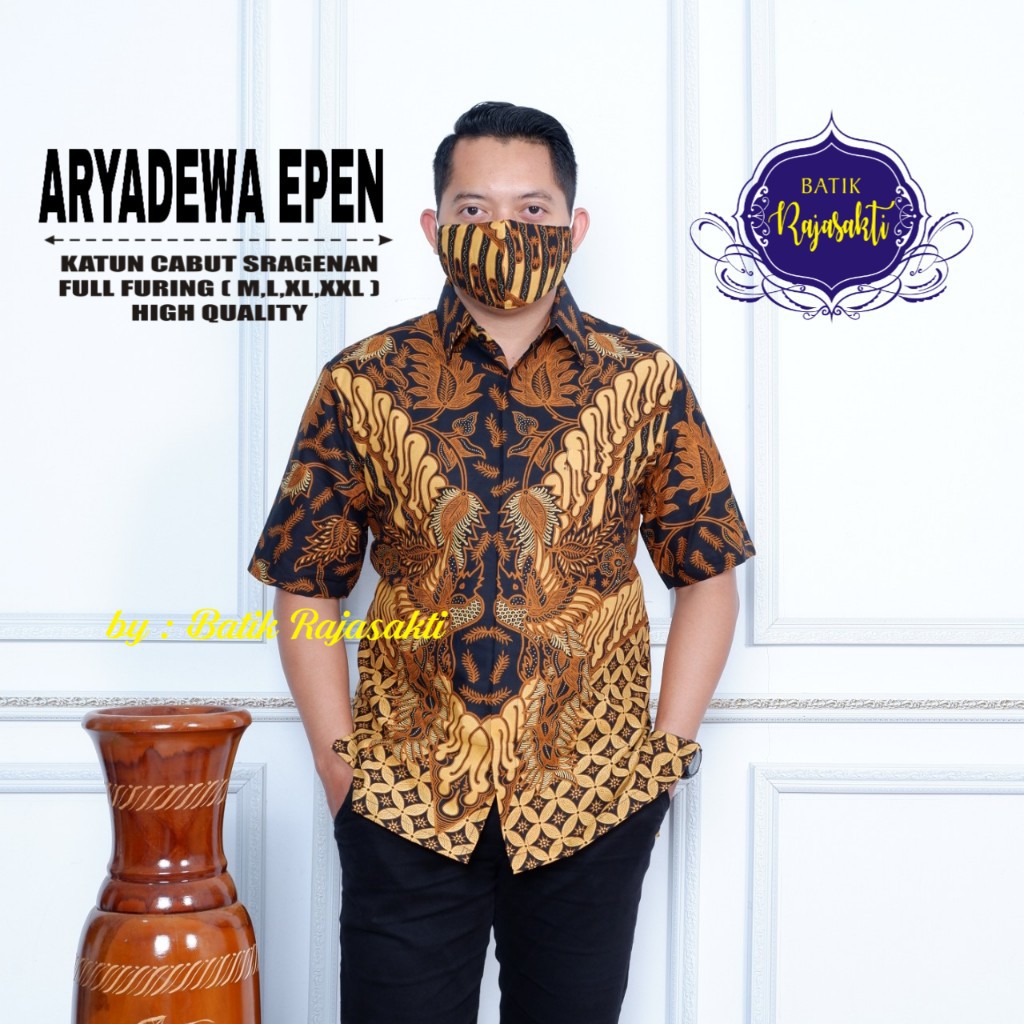 ARYADEWA EPEN RAJASAKTI KEMEJA BATIK SOLO PRIA LENGAN PENDEK LAPIS FURING ATASAN BATIK PREMIUM MODERN KATUN HALUS BAHUWIRYA  BANAMITRA BANAMITRA PUTIH BANGSAWAN BAYU PUTRA BERLIAN BIRU BHARATAYUDA BIMASENA BIRENDRA BIRU INDAH BRAHMAKERTA BRAHMAKERTA MERAH