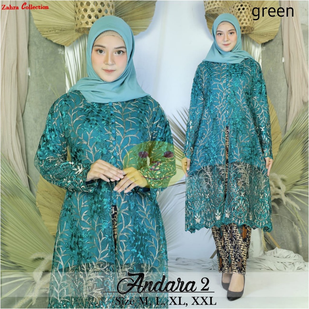 SET KEBAYA TUNIK TULLE BORDIR MUTIARA TABUR / SET KEBAYA MUSLIMAH / KEBAYA TUNIK