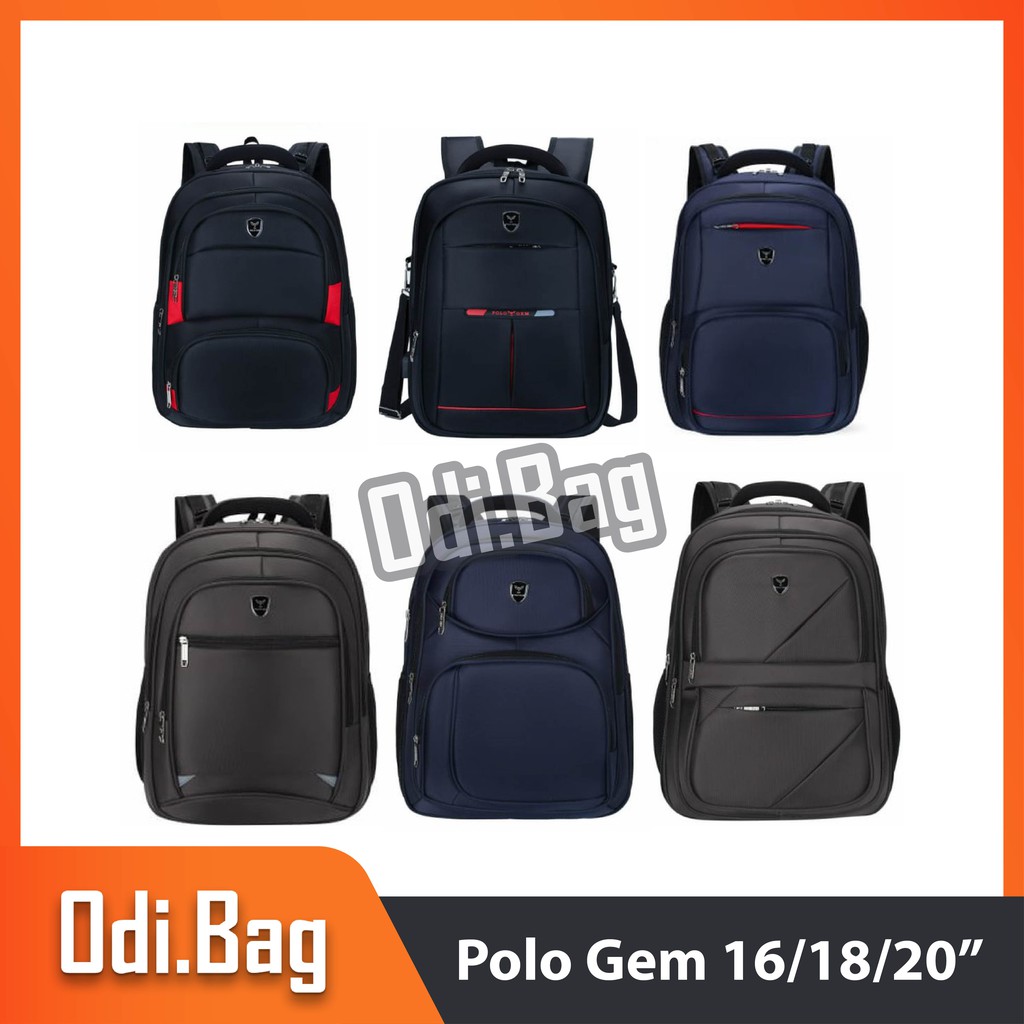 TAS RANSEL LAPTOP PRIA  EXPANDING NYLON POLO GEM BESAR SIZE 16, 18 & 20 INCH