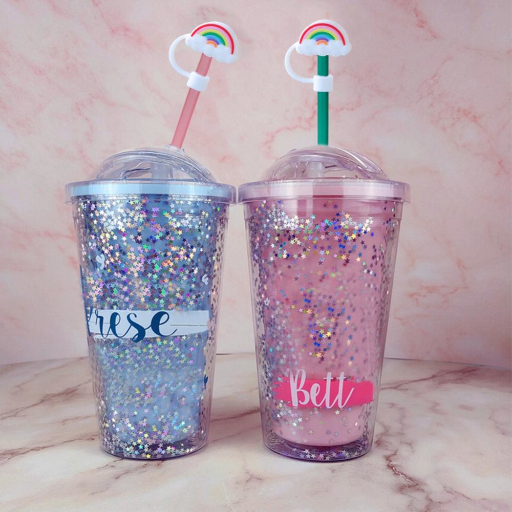 Silicone Straw Plug Reusable Airtight Drinking Dust Cap Cup Accessories Cartoon Plugs Tips Cover Suit For 6-8mm Straws OW