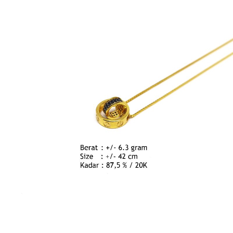 kalung liontin bulat permata hitam 875