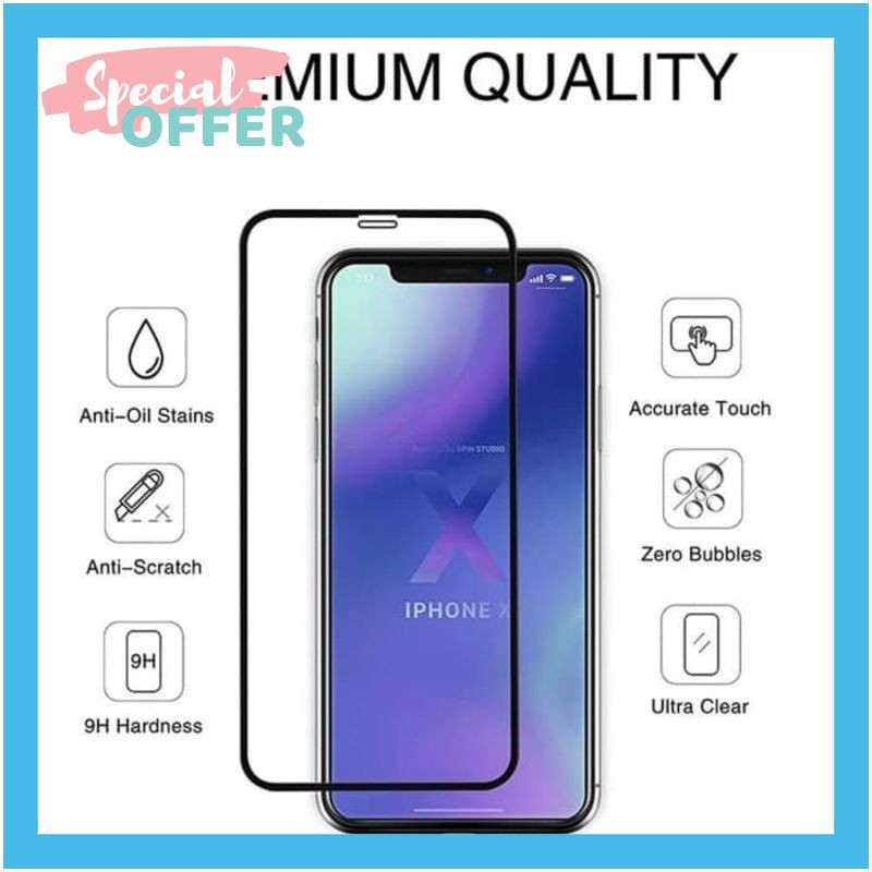 MURAH Tempered Glass Iphone XR Full Body / Full Lem Anti Gores Kaca