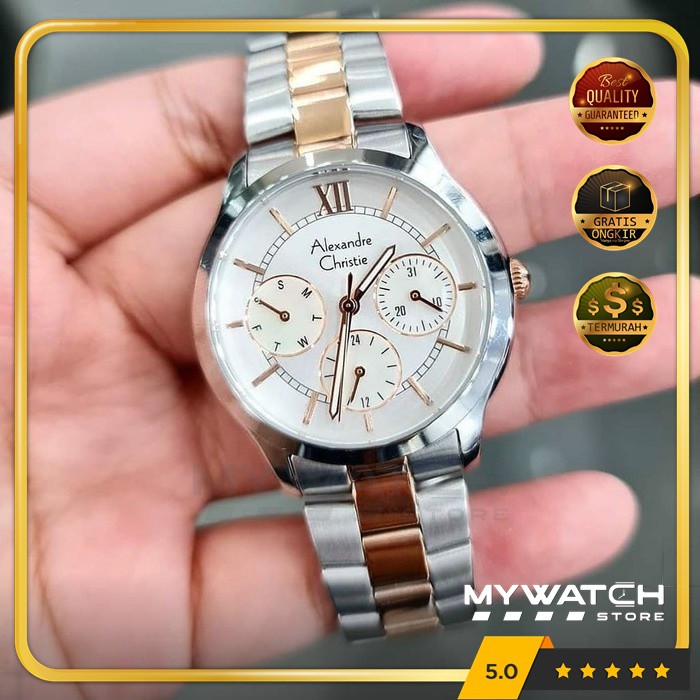 Alexandre Christie Wanita AC 2815 Jam Tangan Alexander AC2815 Silver Rosegold Original