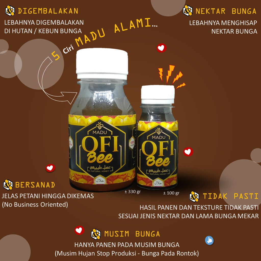 [330 gram] Madu Murni Asli Nektar Bunga | Madu Mentah Alami Madu OFi Bee 5 botol Harga Ekonomis