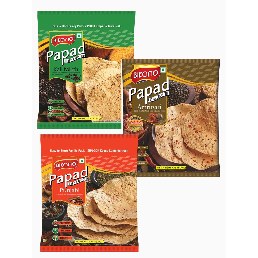

Bikano Papad | Kerupuk India | Pappadum | Jeera | Kali Mirch | Punjabi