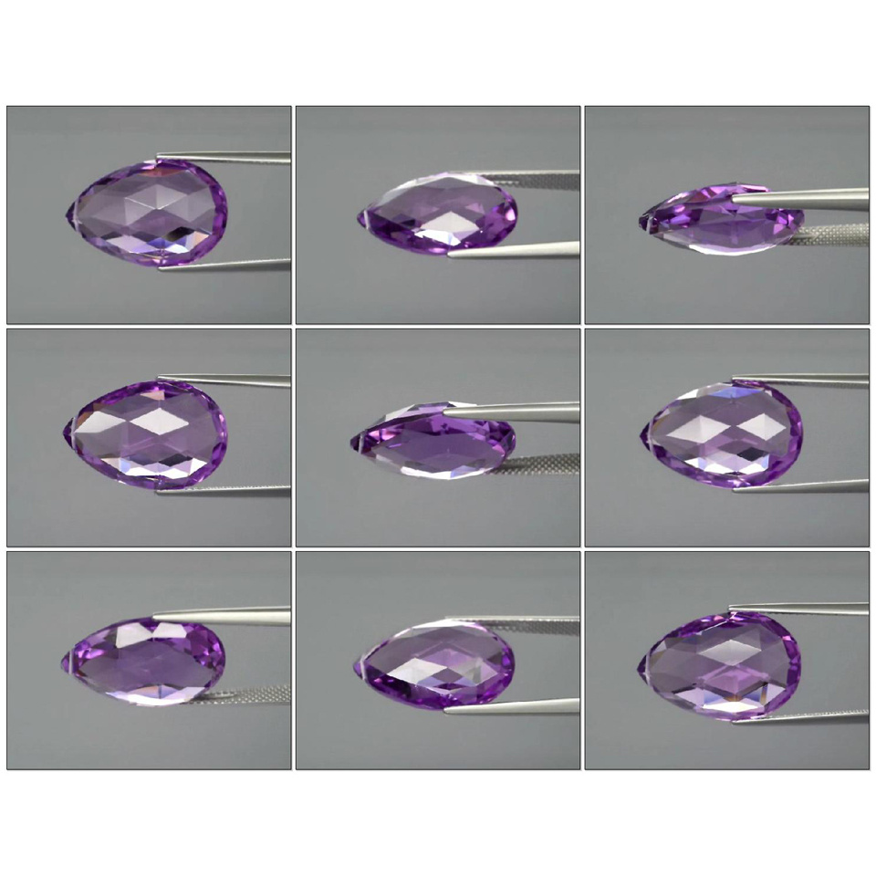 VVS Briolette Drilled Rose-Cut 12.92ct 20x13.3mm Natural Unheated Purple Amethyst Uruguay AT190