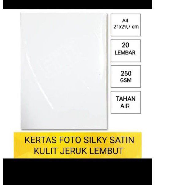 

kertas foto satin halus 260 GSM A4 isi 20 lembar/photo paper kulit jeruk soft satin