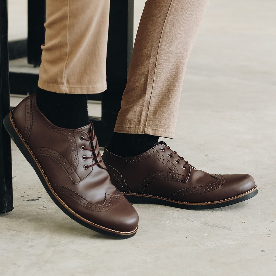 Alpha Brown | Sepatu Vintage Ori Klasik Kulit Pria Cowok Men Wingtip Footwear | FORIND x Lvnatica