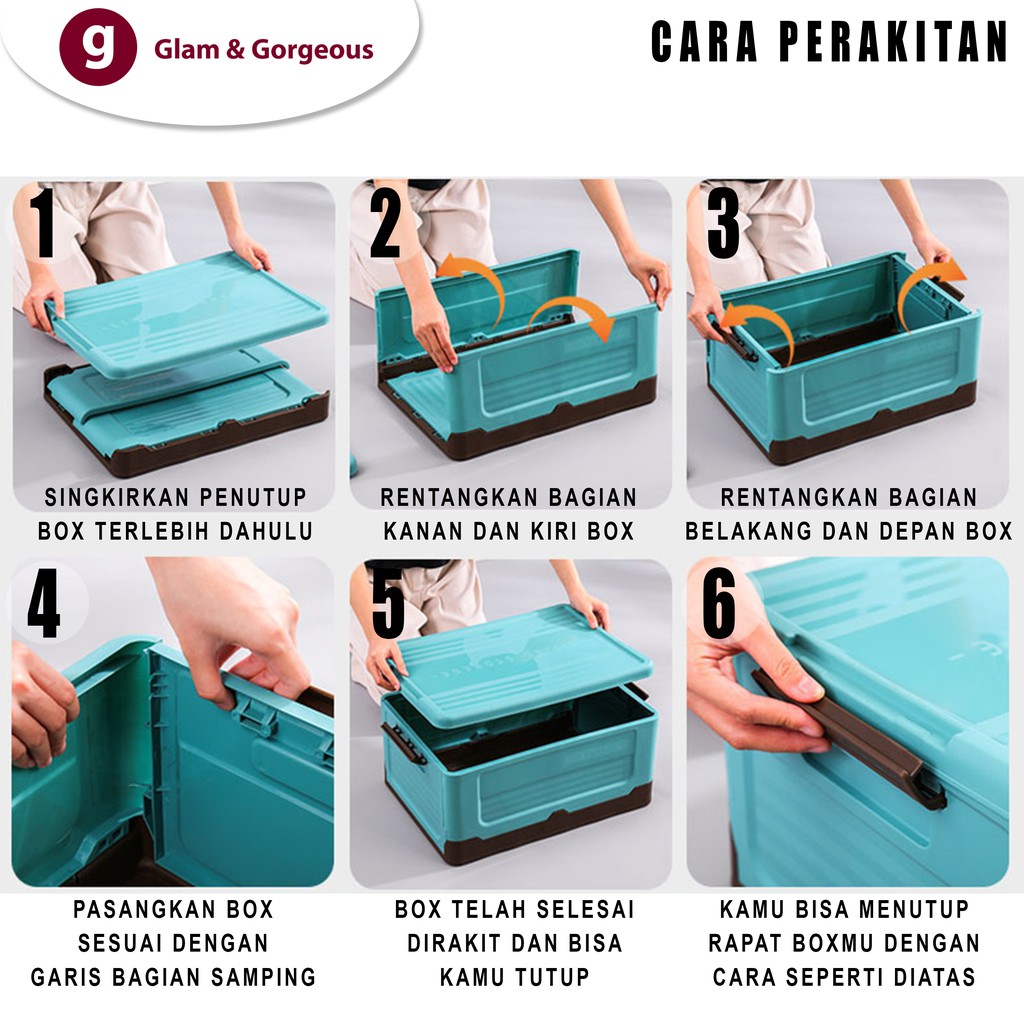 Kotak Penyimpanan Baju Plastik Box Container Lipat Serbaguna Portable Box Container Organizer BC001