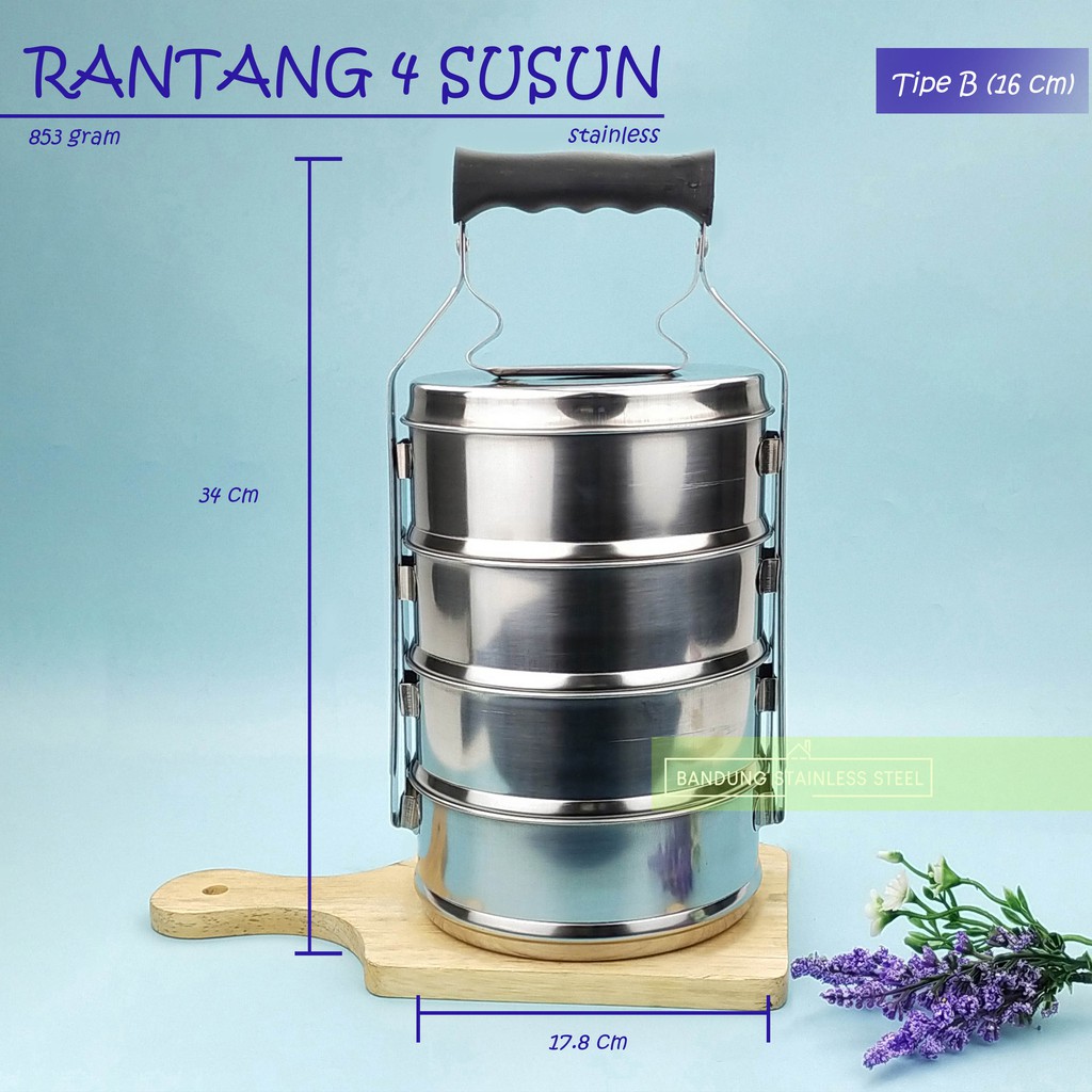 Rantang stainless 4 susun diameter 14cm/16cm