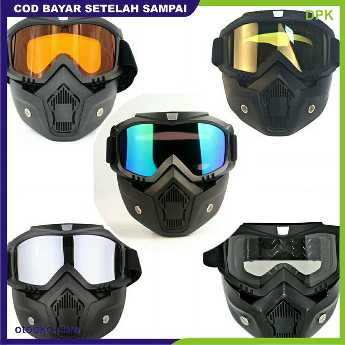 Kacamata Kaca Mata Motor Motocross Cross Kros Goggles Mask Skull Goggle Masker Helm Retro Full Face Helm Helem