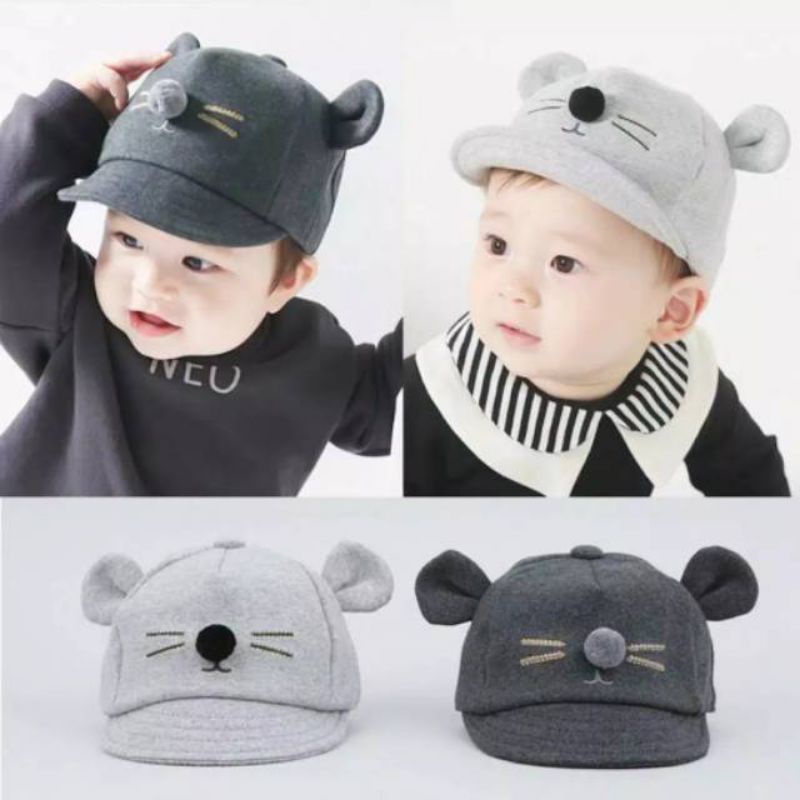 Topi Anak Motif Kucing 0-3 Tahun