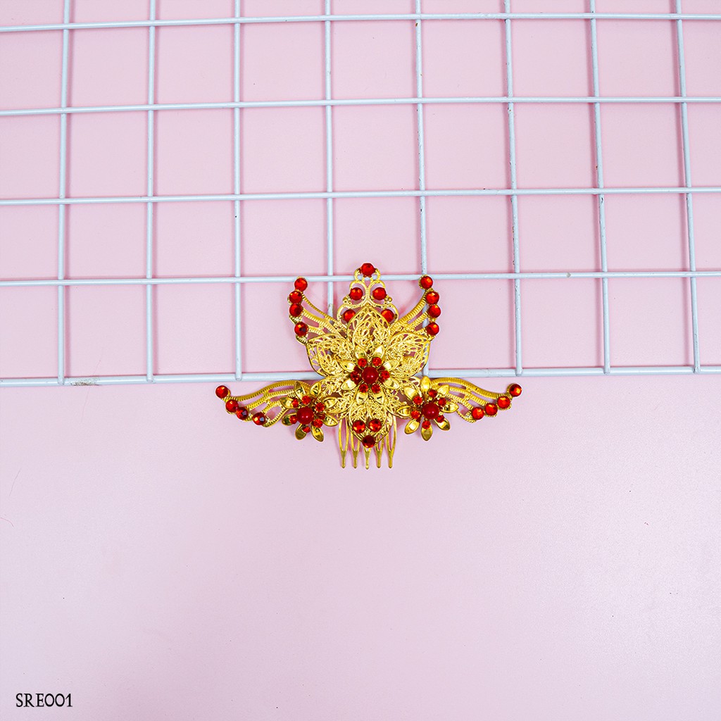 LENKAAKSESORIS PESTA WANITA SIRKAM RAMBUT IMLEK RED GOLD SRE001