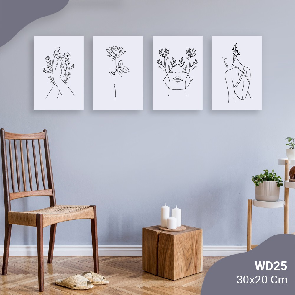 Hiasan Dinding Hiasan Kamar Wall Decor Line Art Grils - WD25