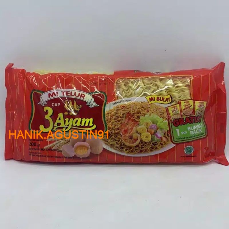 

Mie Telur Cap Tiga Ayam 3 Ayam MERAH 200gr Mie Telor