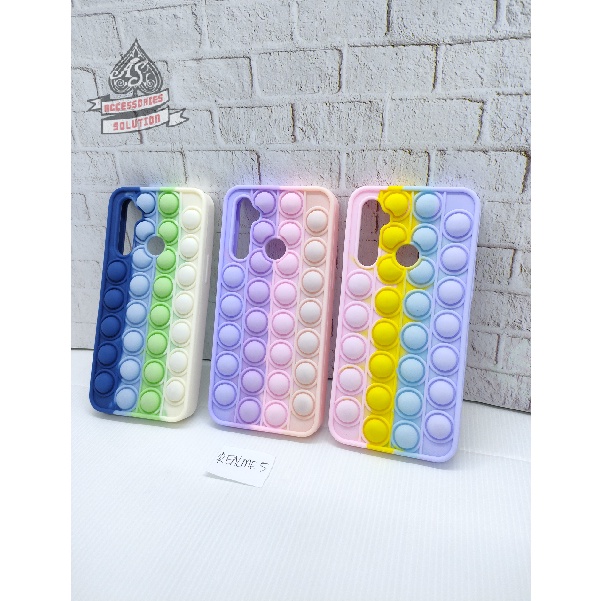 SILICONE CASE POP IT REALME 6 PRO - CASE PENGHILANG STRESS PUSH IT BUBBLE CASE RAINBOW