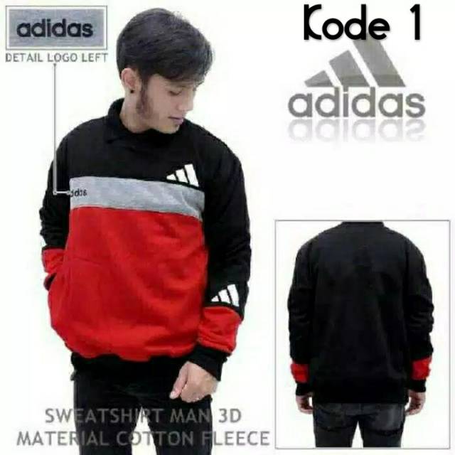 Jaket Sweater Murah Oblong Adidas Kode 1 Pria Wanita Jumbo Size S, M, L, XL, 2XL, 3XL, 4XL, 5XL, 6XL
