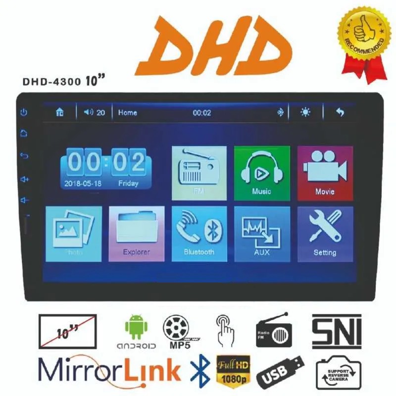 HeadUnit MP5 DECKLESS DHD-4300 10 INCH MIRRORLINK