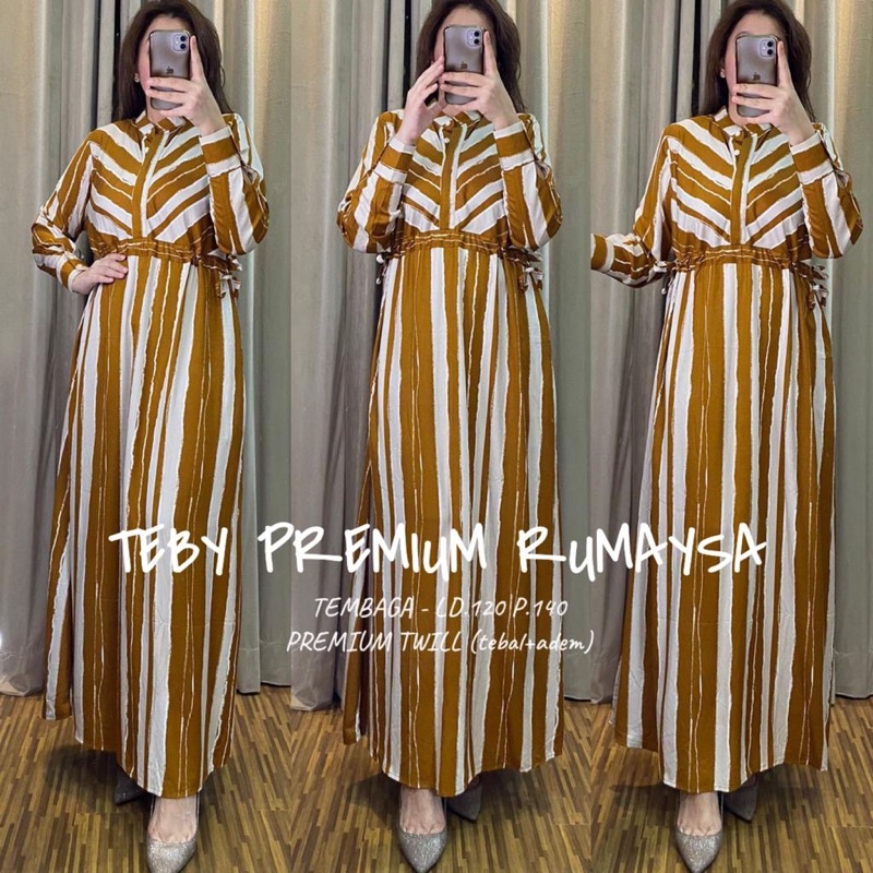 Daster Arab Teby RUMAYSA Maxi Dress Long Dress Gamis Premium Twill