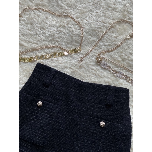 MINI TWEED ROK WANITA IMPORT/ SPLIT SKIRT WOMAN PREMIUM FREE BELT-2