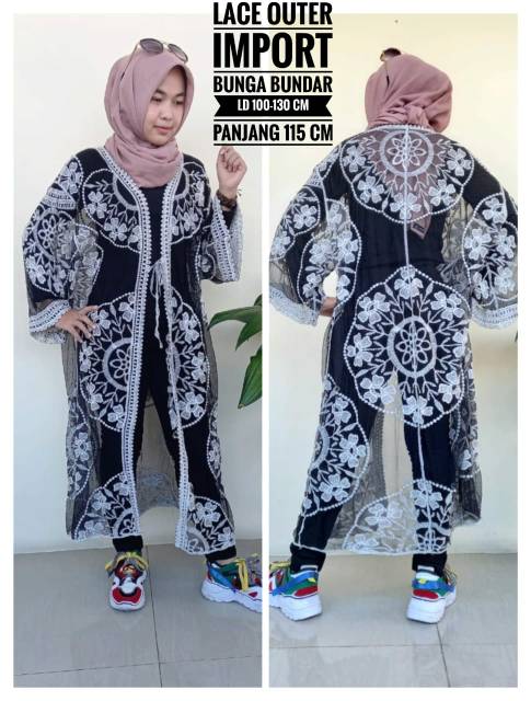 LACE OUTER CARDIGAN BLOOMY// LONG  OUTER MATAHARI // ORIGINAL IMPORT BANGKOK-6