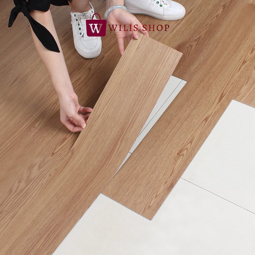 Stiker Lantai Vinyl Wallpaper Dinding Parket Motif Kayu Premium