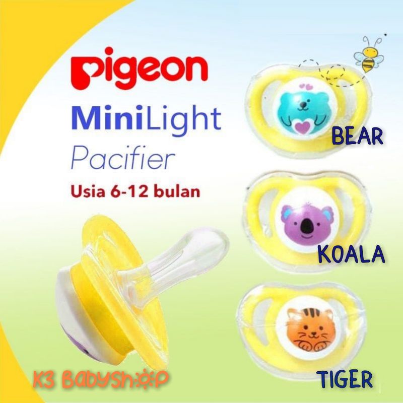 Ecer Empeng Pigeon Minilight Pacifier 6+ baby soother empeng bayi murah usia 6-12 bulan kompeng dot bayi