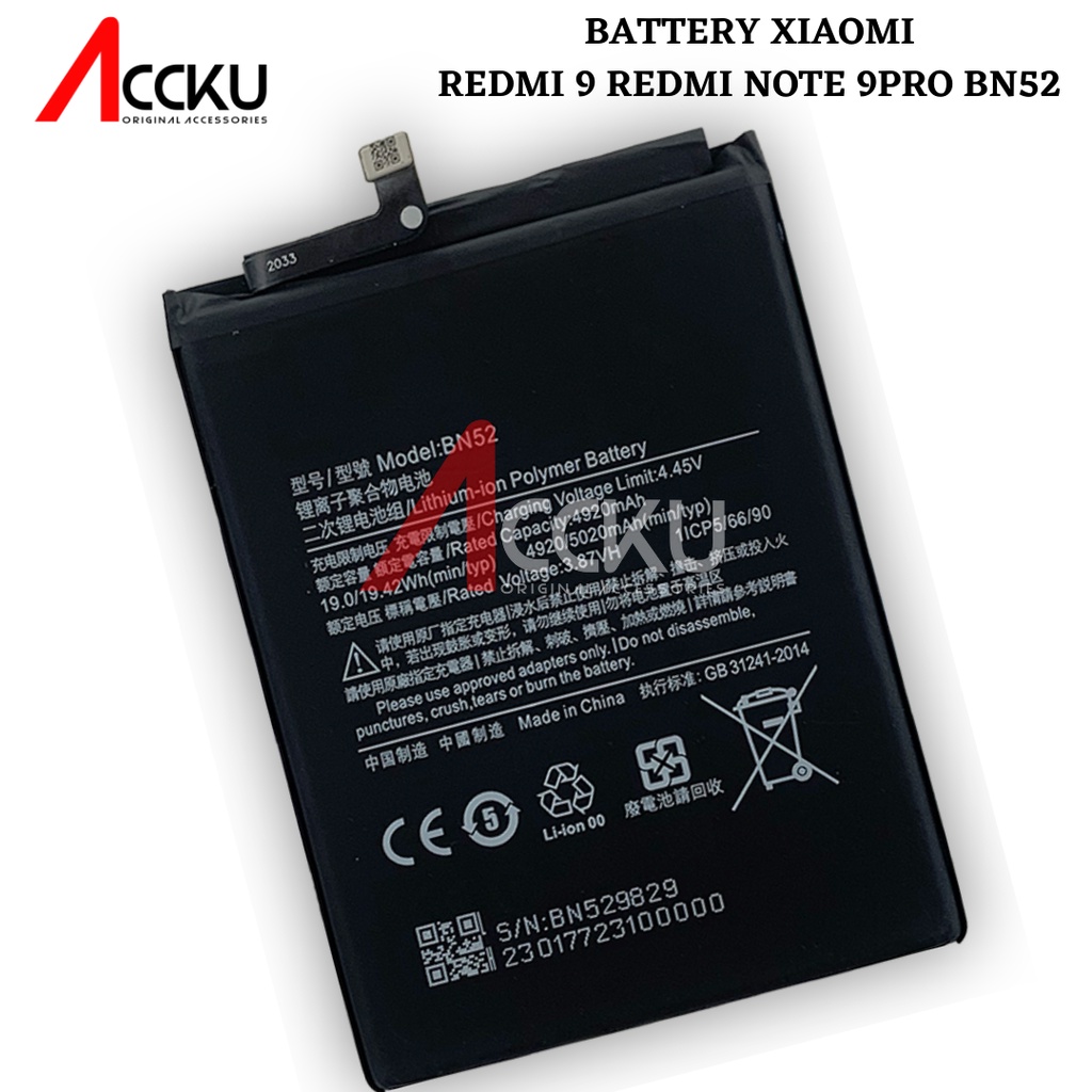 BATERAI XIAOMI REDMI NOTE 10 PRO BATERAI XIAOMI BN52 BATTERY XIAOMI REDMI NOTE 9 PRO BN54 ORIGINAL