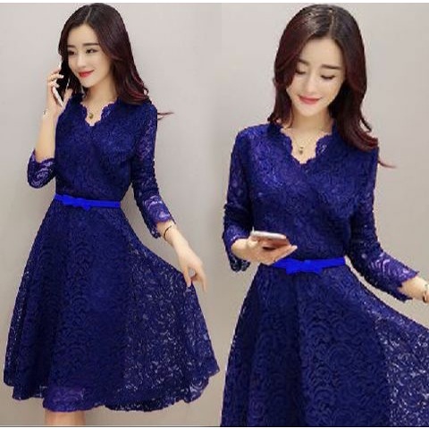 *[RXFK] Dress Brukat Import Wanita / Dress Miyabi / Dress Casual Brukat Korean Terbaru / Dress Natal Wanita / Dress Brukat Korea Free belt