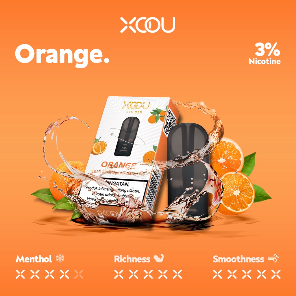 XOOU 5th Generation Mint Flavour 1 Cartridge - Orange