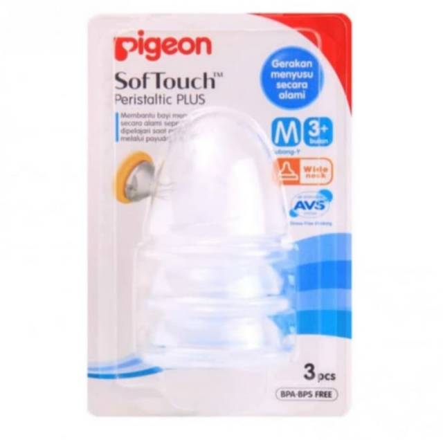 Pigeon Dot Nipple Peristaltic Plus isi 3 Pcs – Soft Touch untuk Botol Wide Neck