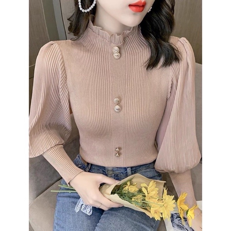 Rosa Button Sweater / Sweater Kancing Wanita Import