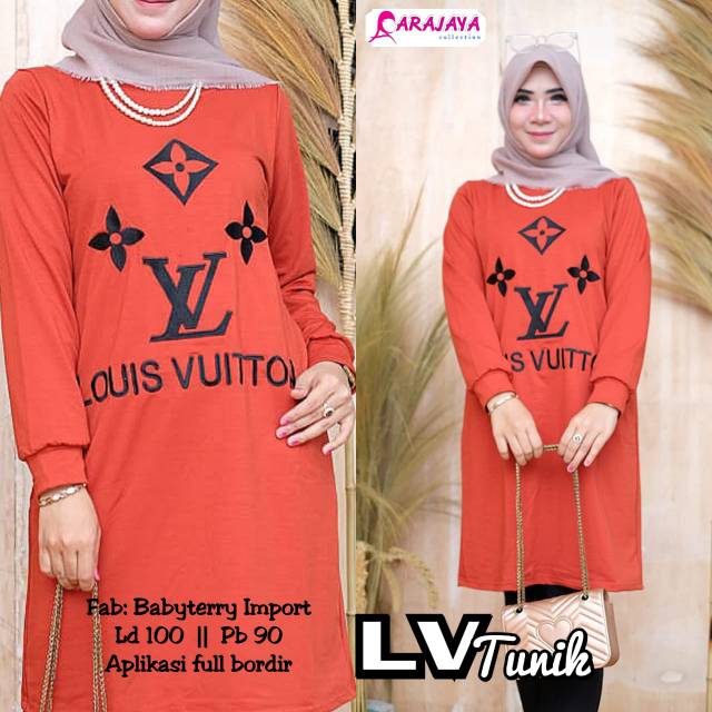 Lv tunik bahan babyterry import-full bordir by arajaya