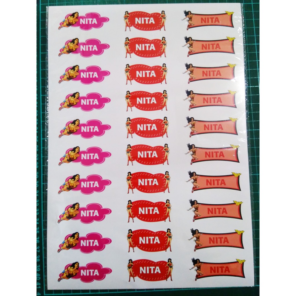

192pcs Stiker Label Nama Kekinian Tahan Air & Anti Luntur untuk Anak Perempuan Tema Wonder Woman