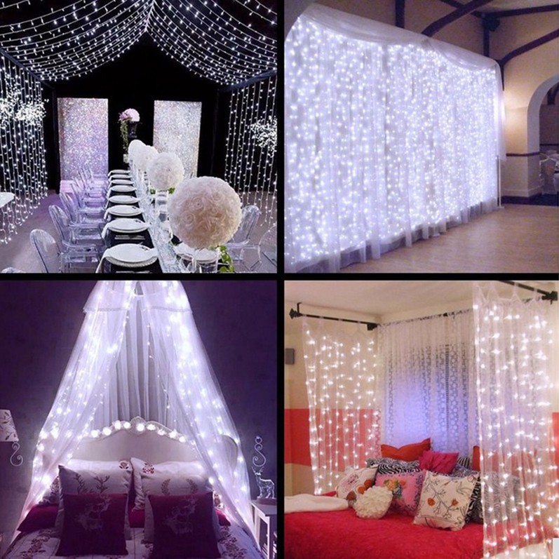 TaffLED Lampu Gorden Dekorasi Wedding Fairy Light 3x3Meter 300 LED 300L white Grab medan