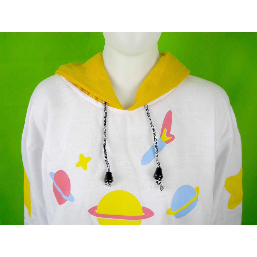 JK-75 (XL) white space hoodie luaran wanita import baju korea