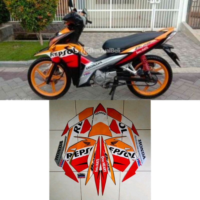 Stiker striping motor blade repsol 2012 repsol orange