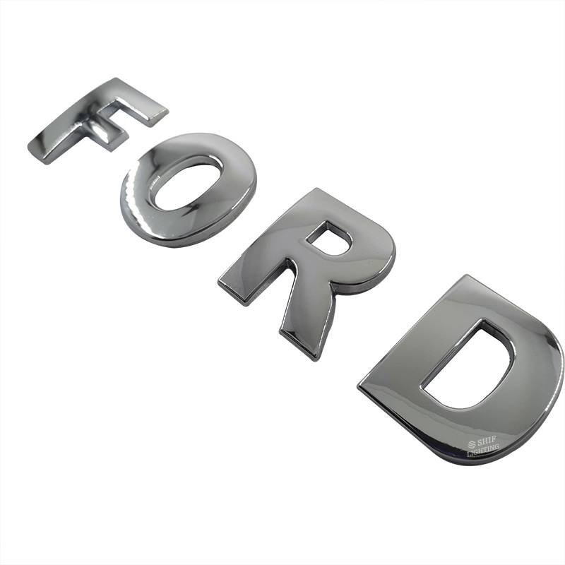 FORD Hood Emblem DIY Letter 45mm Chrome/Black Car Decals Stickers