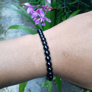 Gelang Tasbih Black Onix Dim 6 Mm Model Tali Serat Tampil Gaya Aksesories Gelang Perhiasan Batu Giok Top Quality